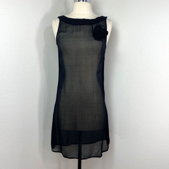 Persaman New York Black Sheer Rayon Shift Dress Small Sleeveless Cocktail Party - Picture 1 of 11